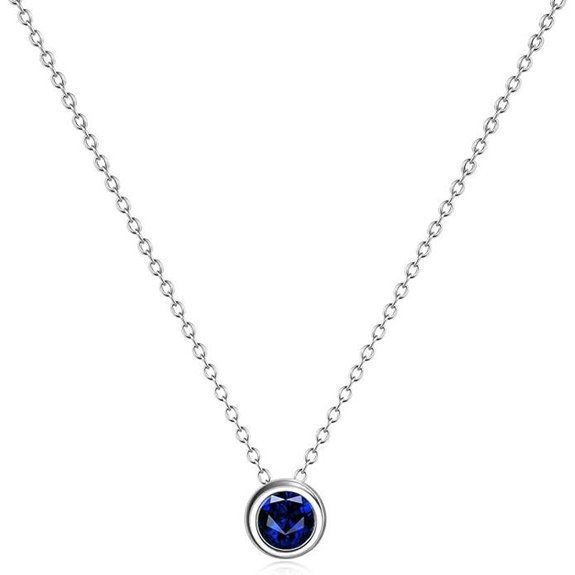 925 Sterling Silver Solitaire Cubic Zirconia Necklace for Women Teen Girls