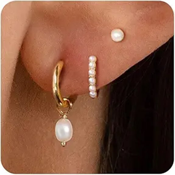 VRIUA 3 Pairs Gold Earrings Set for Women