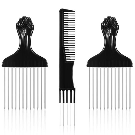 3-Piece Hair Lift Combs with Metal Prongs