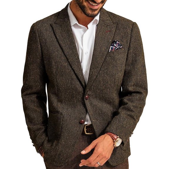 PJ Paul Jones Mens Vintage Herringbone Tweed Blazer