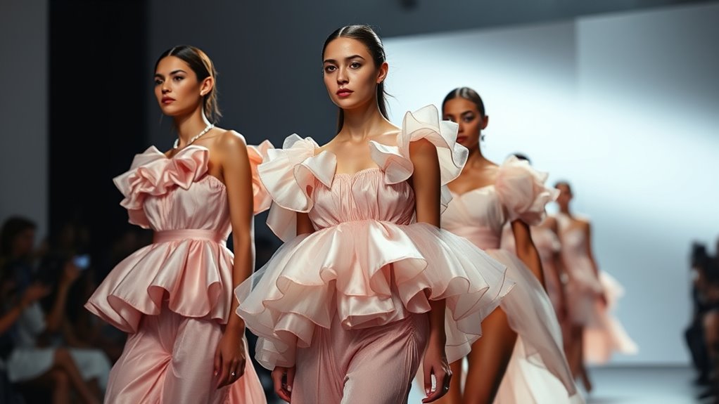 voluminous ruffle and hemlines