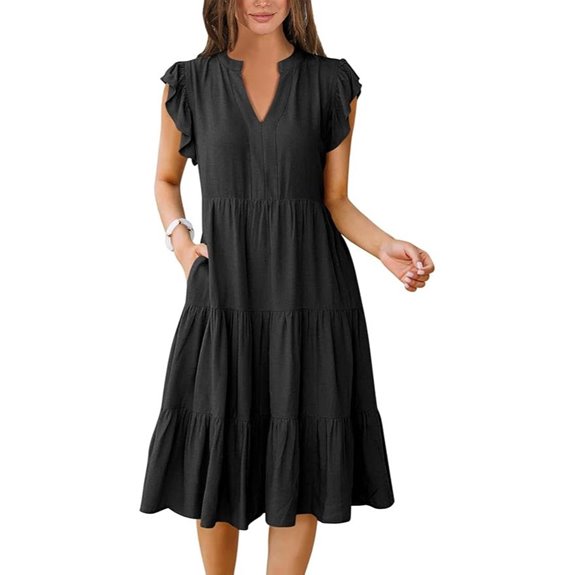 ANRABESS Women's Summer Ruffle Sleeve V-Neck Dress