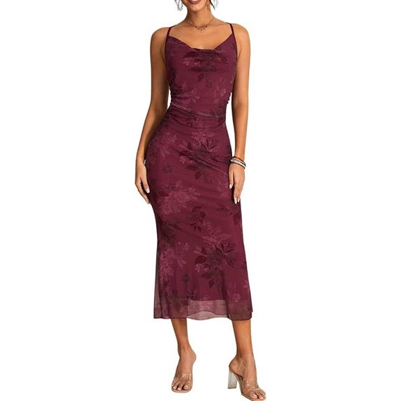 Milumia Women's Floral Cowl Neck Maxi Dress