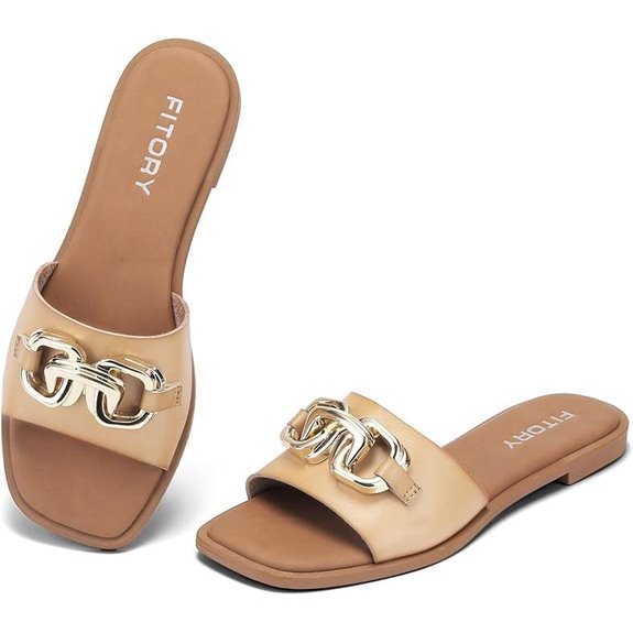 FITORY Women's Flat Leather Summer Sandals