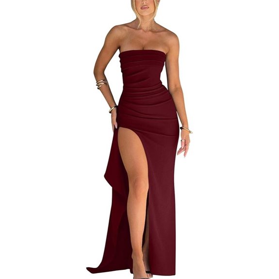 YMDUCH Women's Strapless Ruffle Evening Dress