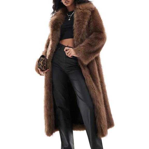 COZYPOIN Women's Faux Fur Coat with Lapel