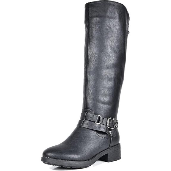 DREAM PAIRS Women's Knee High Boots Buckle Riding Boots