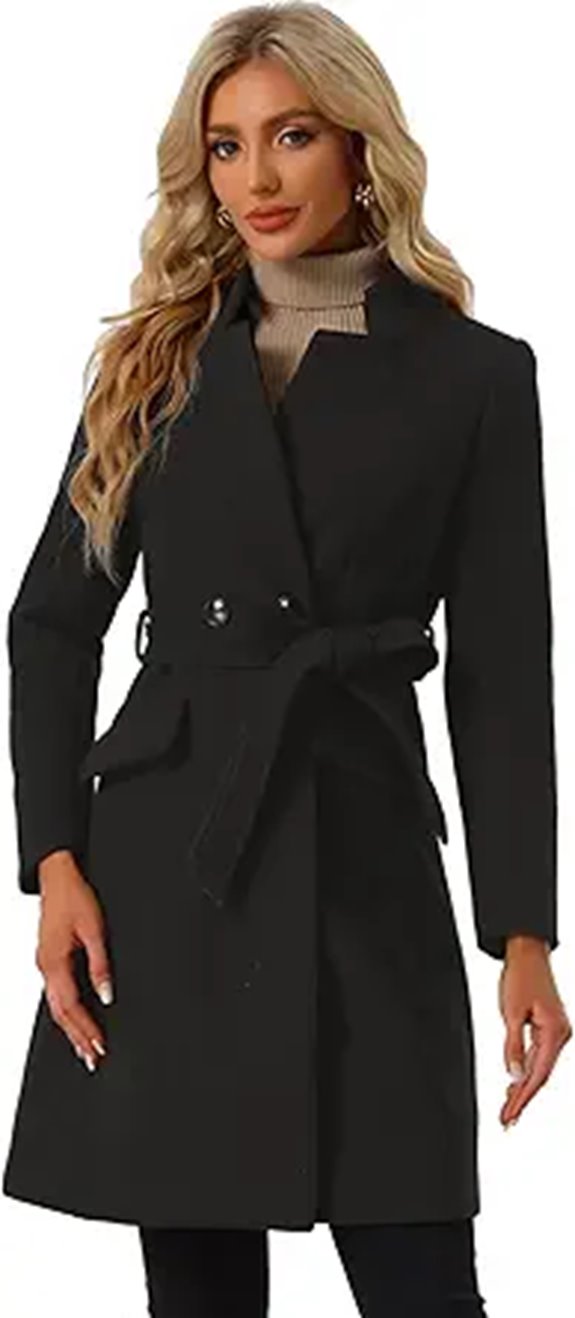Allegra K Women's Winter Pea Coat with Belt