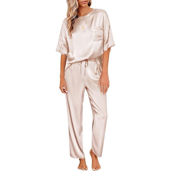 Ekouaer Women's Satin Pajama Set with Pants