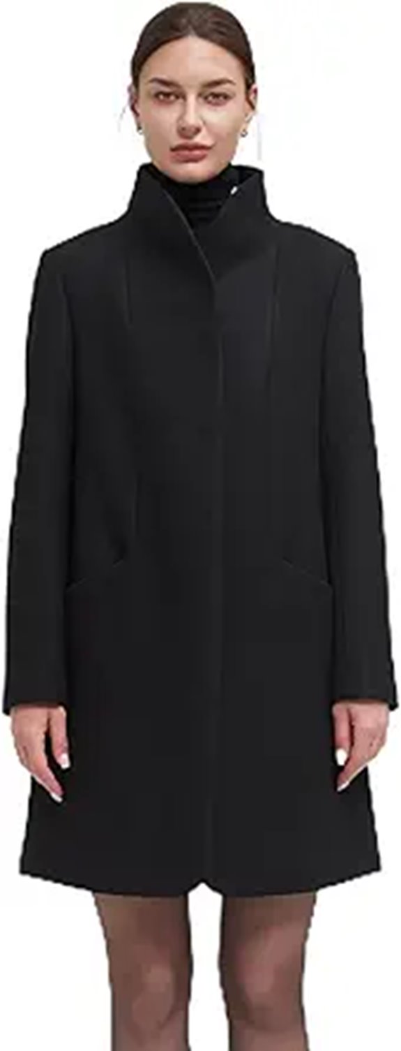 IKAZZ Women's Warm Trench Coat with Stand Collar