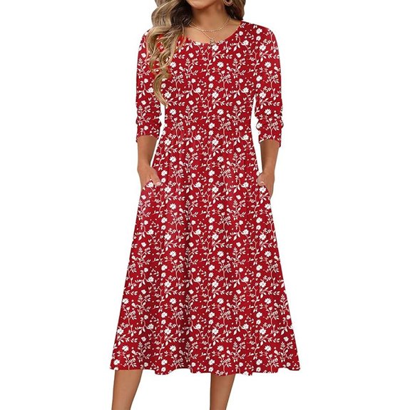 Zeagoo Women's Casual A-Line Midi Dress with Pockets