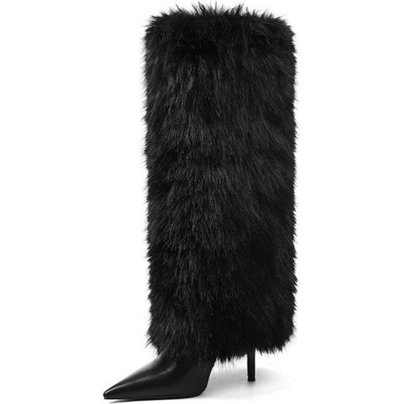 Kalstage Women's Fur Knee-High Wide Calf Boots