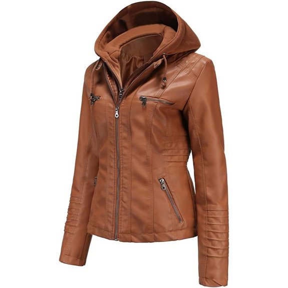 Tagoo Faux Leather Motorcycle Jacket Women