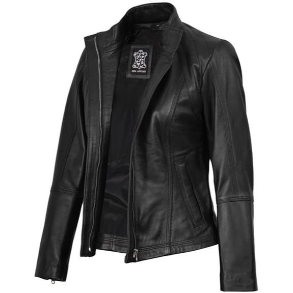 Blingsoul Women's Leather Jacket with Stand Collar