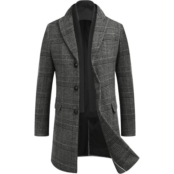 COOFANDY Wool Blend Coat with Detachable Scarf