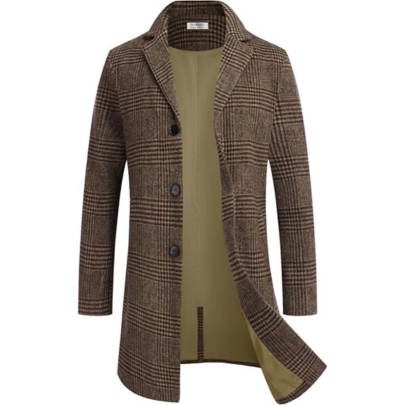 COOFANDY Wool Blend Winter Trench Coat with Pockets