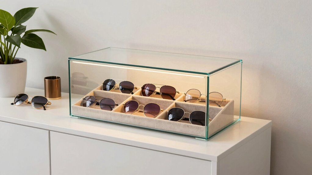 organized sunglasses display area