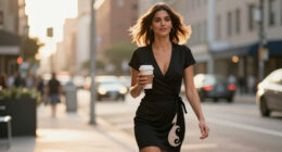 Adria Arjona Steals The Show In A Little Black Wrap Dress With A Ying-and-Yang Bodice