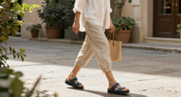 How To Style Birkenstock Papillio Women's Arizona Platform Sandals In Blue For $45.85