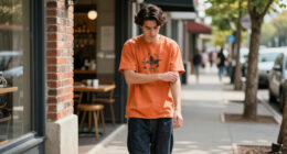 How To Style The Fanta Men's Graphic Tee In Orange Mineral Wash For $3.35