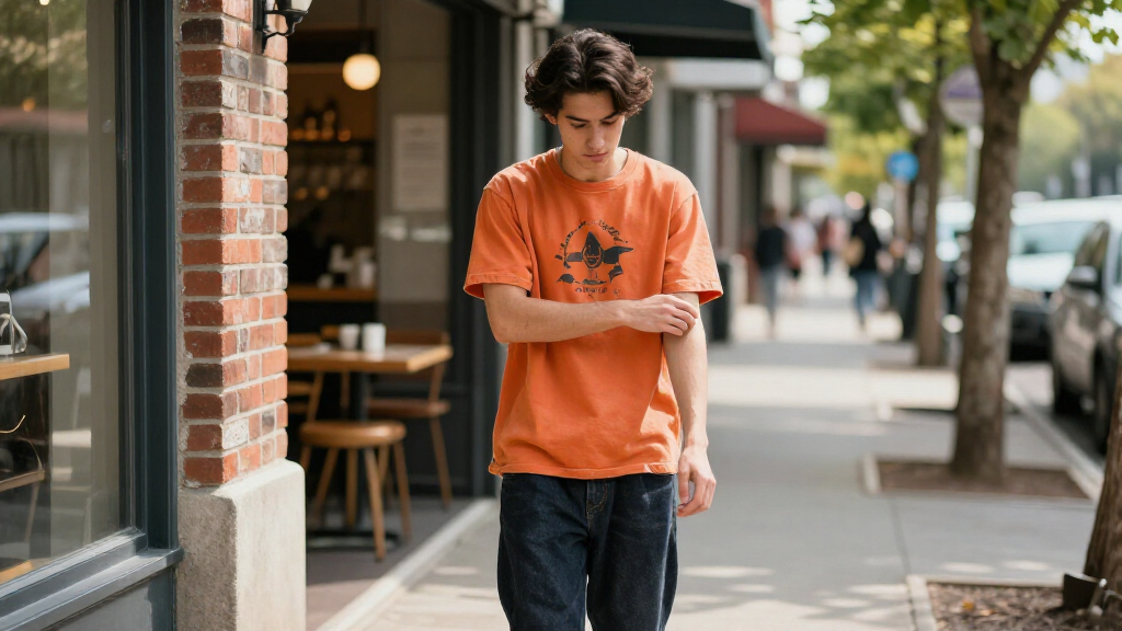 How To Style The Fanta Men's Graphic Tee In Orange Mineral Wash For $3.35