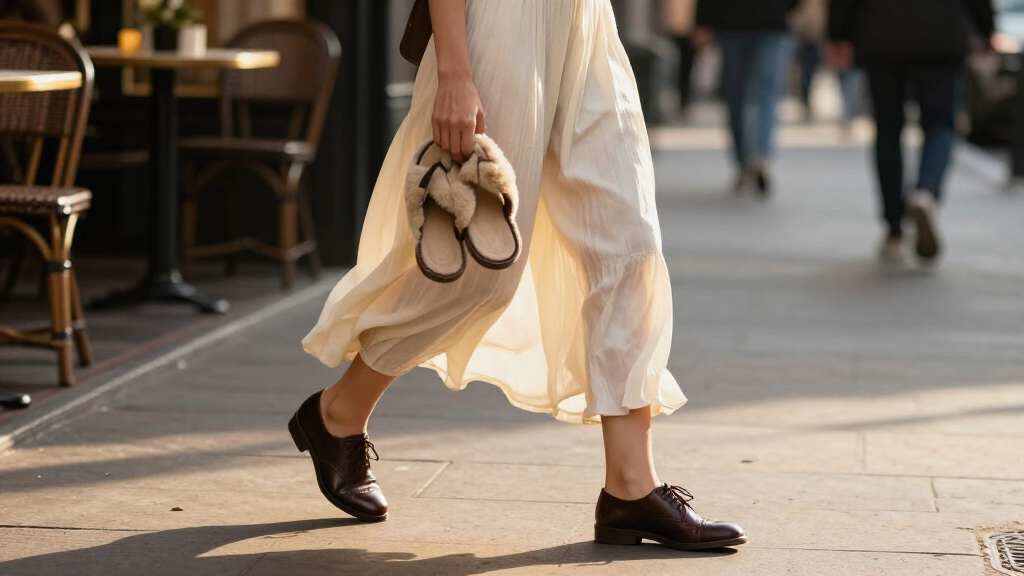 Jennifer Lawrence Trades Furry Flip-Flops For Brogues